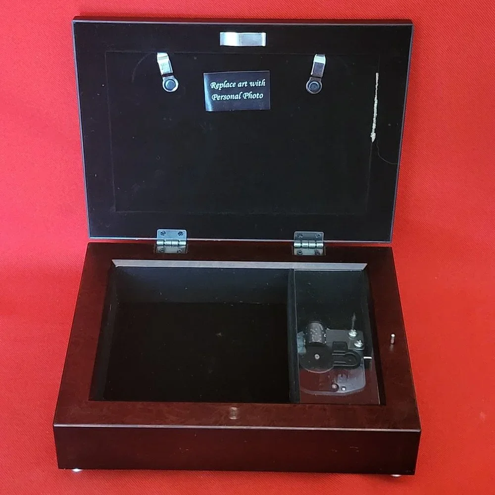 VTG Sankyo Wooden Jewelry Music Box Metal Frame